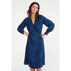 Ann Taylor Blue Patterned Midi Dress